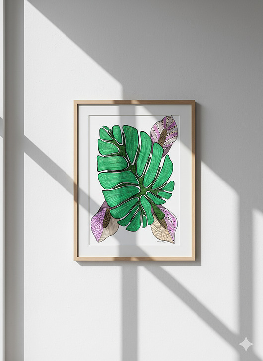 plakaty 8. MONSTERA - rysunek, plakat.