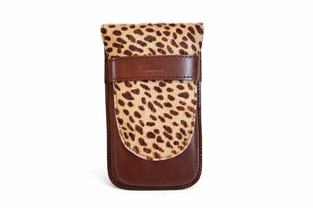 piórniki Etui na pióro długopis podwójne K4 brąz lampart