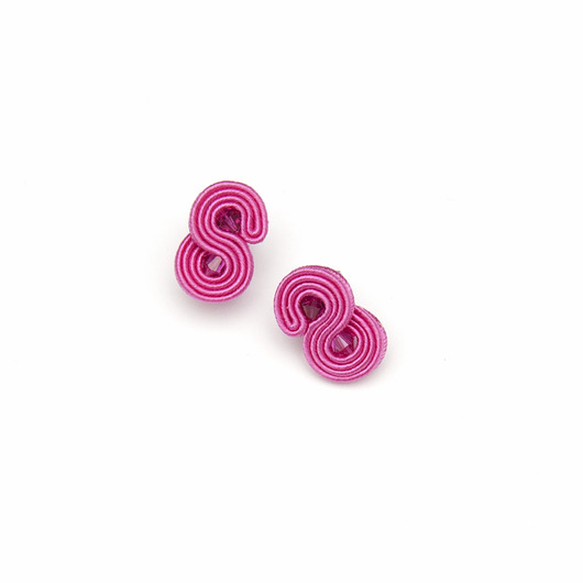 kolczyki soutache Fuksja sztyfty / wkrętki