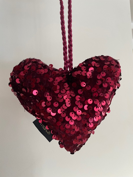 Akcesoria pozostałe Brelok cekinowy w kształcie serca, bordowy