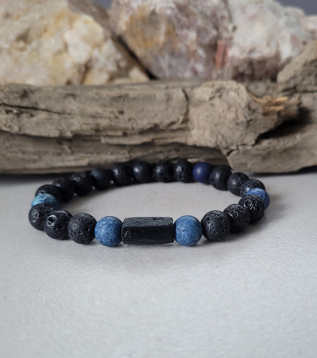 biżuteria męska Męska bransoletka z surowym Turmalinem