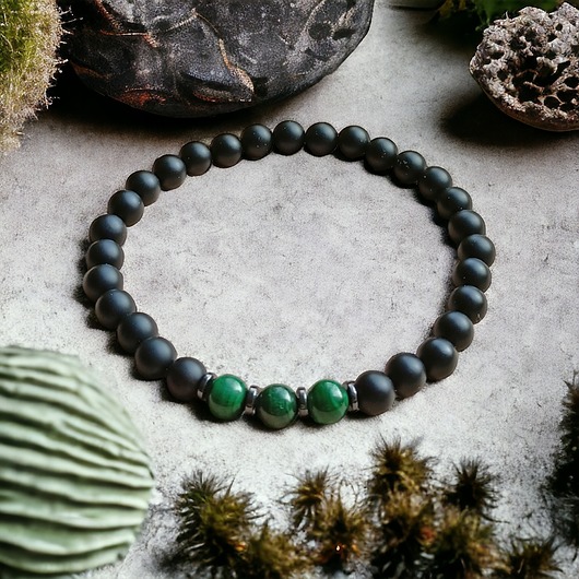 biżuteria męska WYSYŁKA 24h - Malachit - kamień miłości - onyks matowy - DLA NIEGO