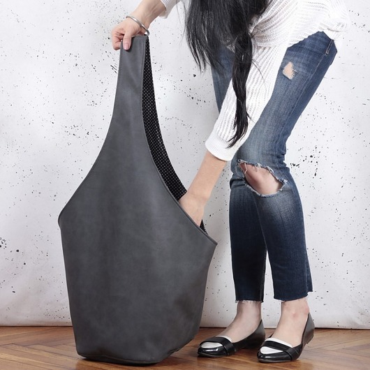 torby XXL Short Boogi Bag grafitowa / torebka hobo / boho