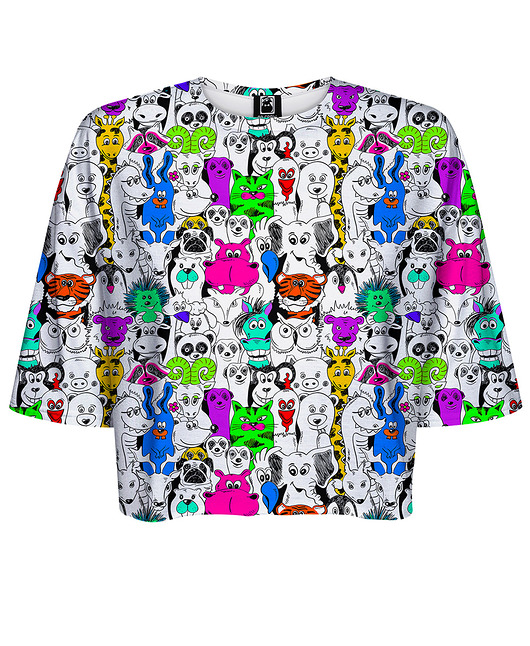 t-shirt damskie DR.CROW T-shirt Krótki CROP Animal