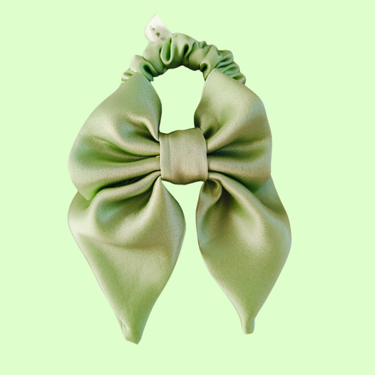 gumki do włosów Gumka jedwabna, scrunchie, frotka z kokardą limonkowy zefir