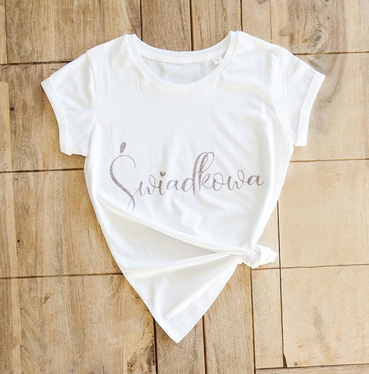 dodatki ślubne Koszulka z brokatowym napisem Świadkowa