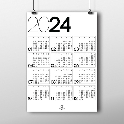kalendarze i plannery Kalendarz 2024 typograficzny minimalistyczny