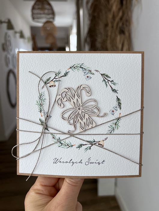 kartki świąteczne Kartka świąteczna ręcznie robiona na Boże Narodzenie Wesołych Świąt