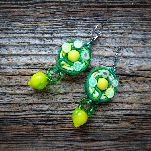 kolczyki soutache Cytrusowe  letnie kolczyki soutache