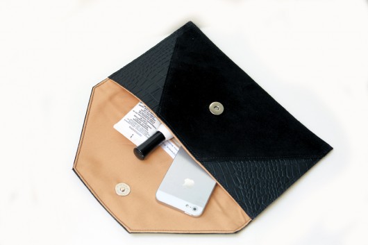 Kopertówka  Black  & Croco & suede Pansy