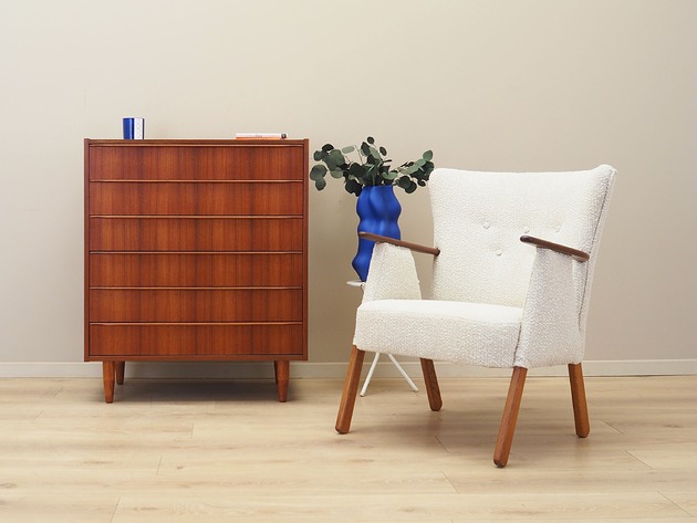 fotele Fotel kremowy, duński design, lata 70, produkcja: Dania