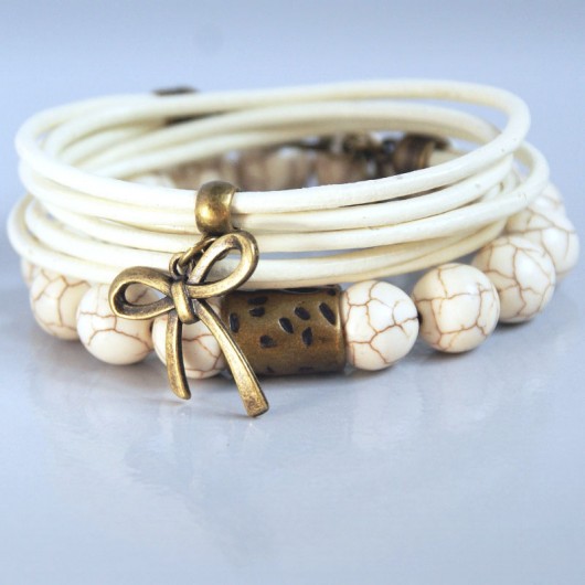 KOMPLET bransoletek :: vintage cream I :: BOW kaktusia