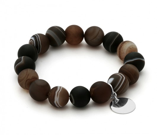 Mat agate with coin pendant in brown. Lavoga