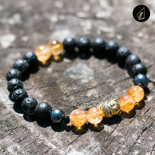 bransoletki z kamieni naturalnych Bogactwo Cytryn Lawa Hematyt Bransoletka Męska 