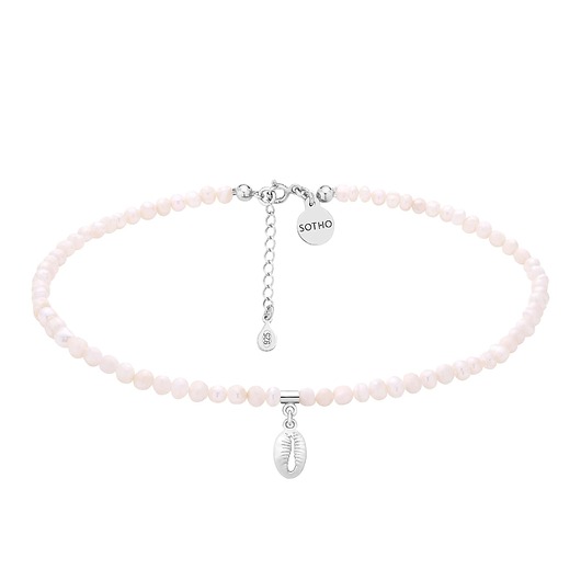 chokery Choker z pereł naturalnych ze srebrną muszelką