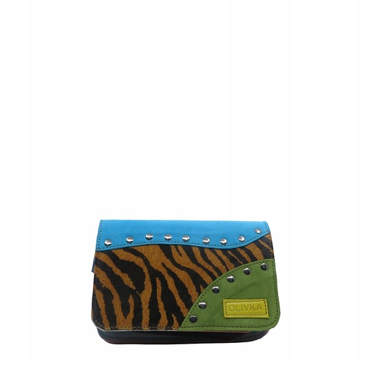 saszetka nerka Nerka zamszowa, wygodna unikalna, damska ze skrawków, zero waste, OLIVKA