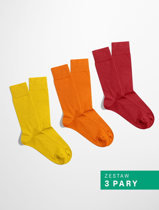 skarpetki damskie Skarpetki Essential - Żółty, Pomarańczowy, Czerwony - Zestaw 3 pary (unisex)