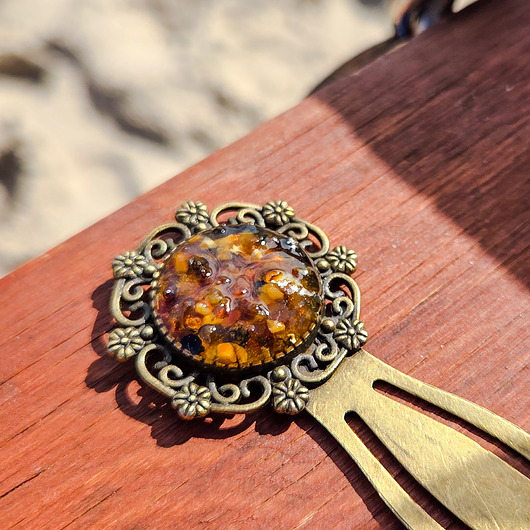 zakładki do książek Zakładka z bursztynem