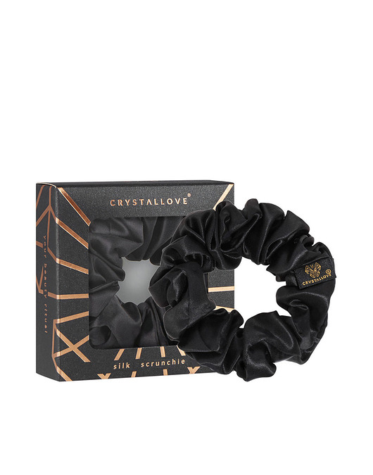 akcesoria dla niej CRYSTALLOVE Gumka do włosów z jedwabiu - black