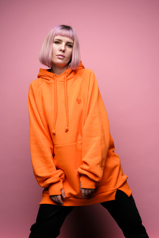 bluza z kapturem damska Bluza SUMO pomarańczowa / oversize hoodie