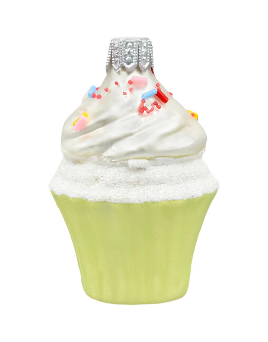 bombki Bombka choinkowa szklana ręcznie malowana: Muffinek z kremem: zielony