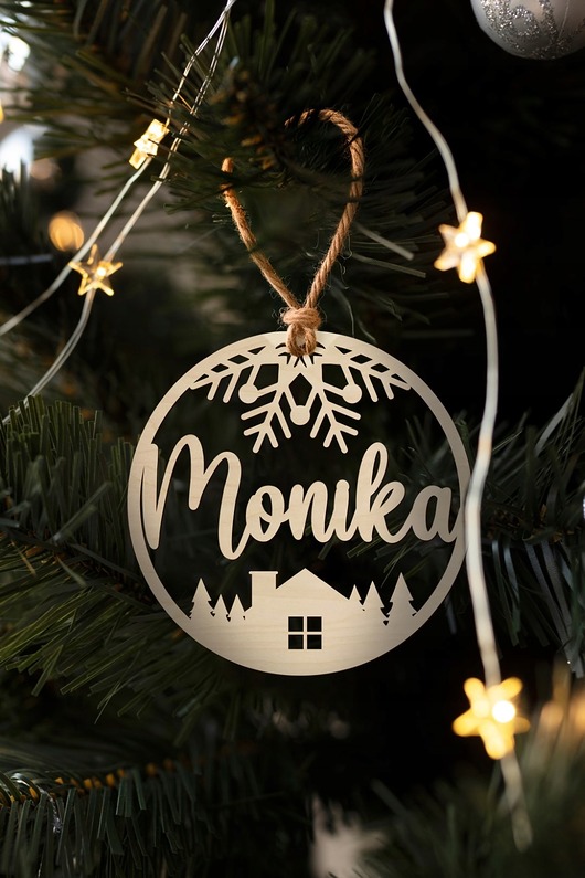 ozdoby choinkowe Bombki drewniane z IMIENIEM 1SZT Personalizowana na choinkę Święta Prezent