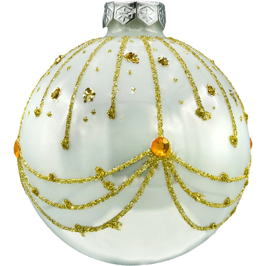 ozdoby choinkowe Bombki okrągłe: perłowa biel z kryształkami