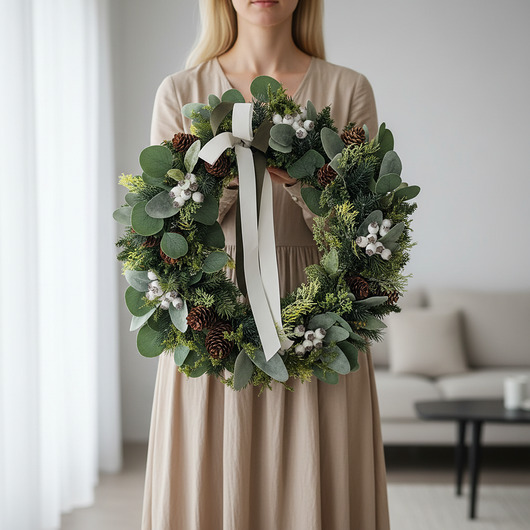 wianki bożonarodzeniowe Zimowy wianek na drzwi