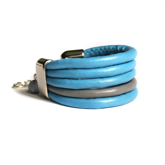 szeroka bransoletka LIGHT BLUE & GREY kaktusia