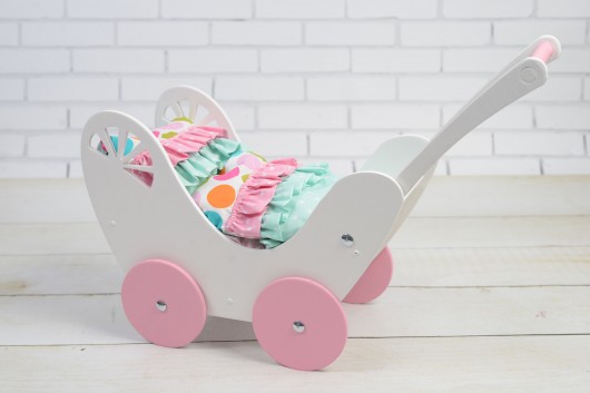 Wózek dla lalek Drewniany Pościel EKO LalaShop