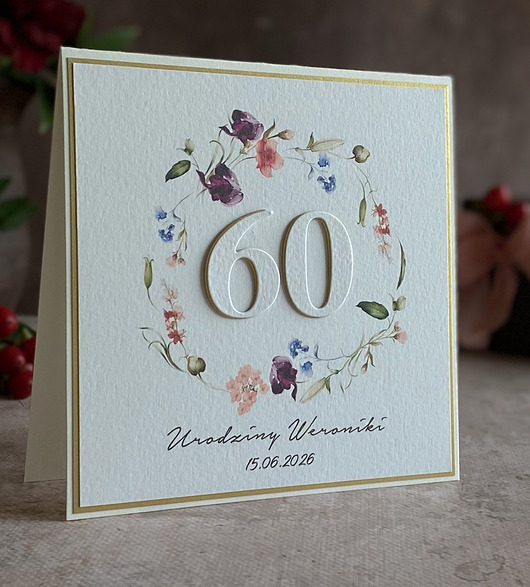kartki scrapbooking Personalizowana kartka na 60 urodziny, BH 70