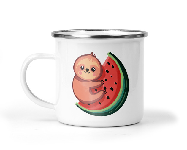 kubki Kubek metalowy leniwiec na arbuzie