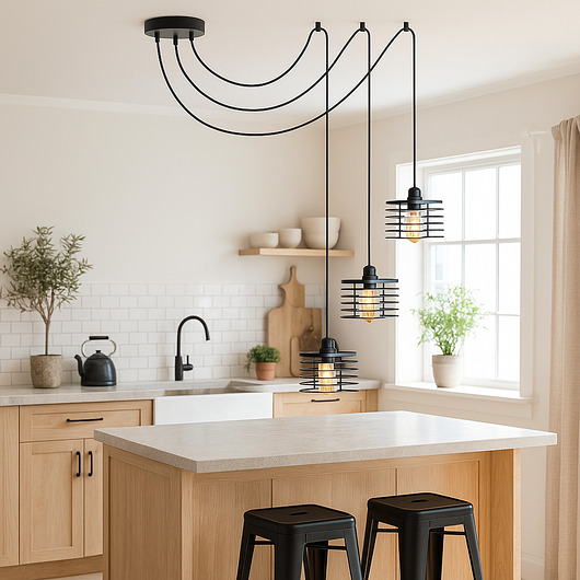 lampy wiszące 3-płomienna industrialna lampa wisząca pająk do salonu GALO LOFT L3