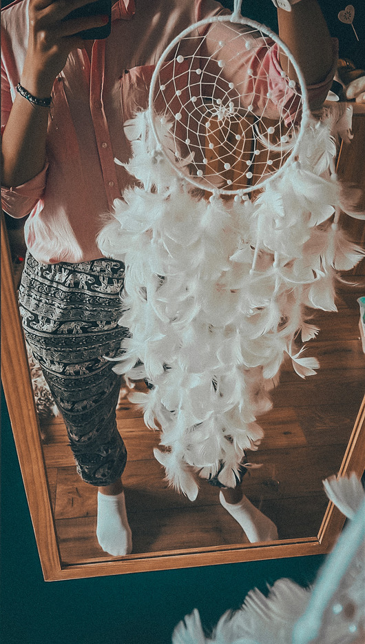 łapacze snów Łapacz snów z piórkami Serce Boho na ścianę