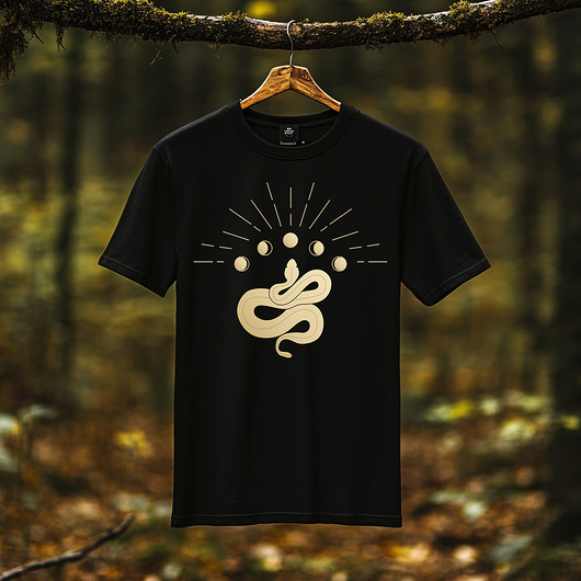 t-shirty męskie Koszulka - Alchemia Symboli, Wąż w koronie, Fazy księżyca #10
