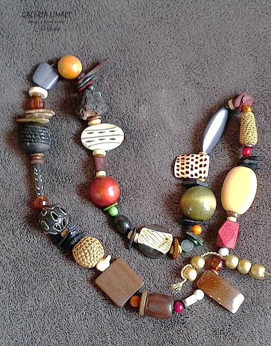 korale Niezwykły naszyjnik w stylu ETNO i cudnych kolorach jesieni UNIKAT handmade