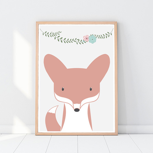 Plakat do pokoju dziecka - Lis i kwiaty, A3 Galeria EMU