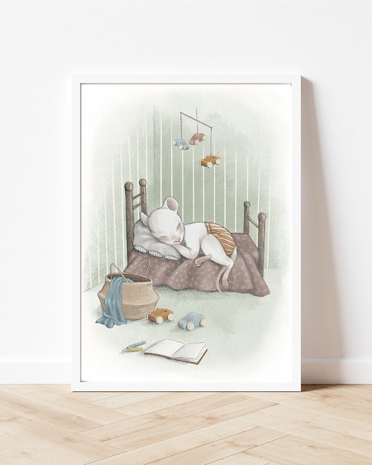 plakaty Myszka w łóżeczku - plakat do pokoju dziecka
