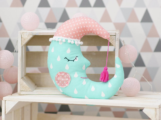 Poduszka księżyc - miętowo - różowy lovemestudio