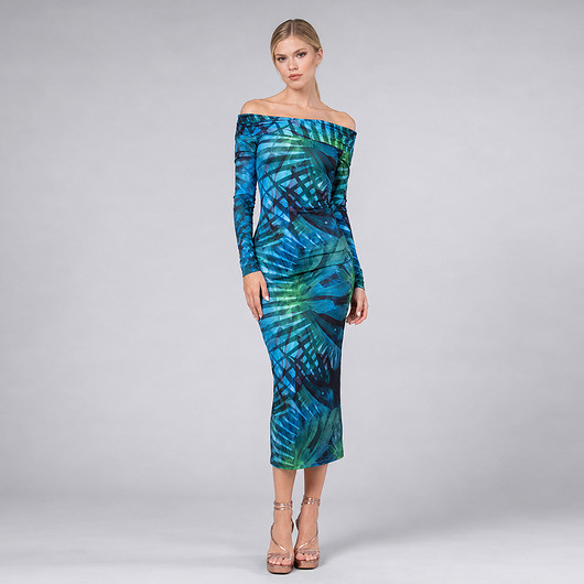 sukienki maxi damskie Julia Tropical - dopasowana sukienka