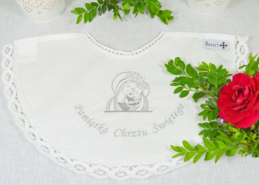 Szatka do chrztu MATKA BOŻA srebrny Monart