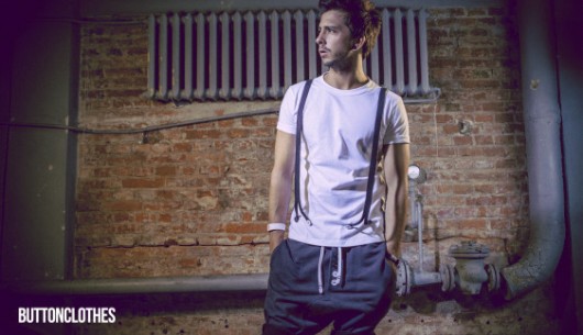 T-SHIRT SUSPENDER TEE UNISEX biały, czarny Button