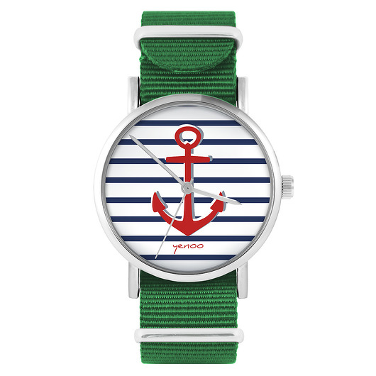 zegarki damskie Zegarek - Kotwica - zielony, nylonowy
