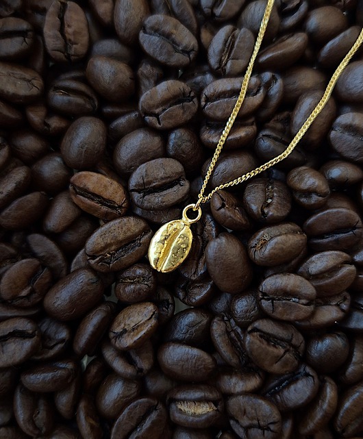 złote naszyjniki COFFEE- naszyjnik srebro złocone 24K