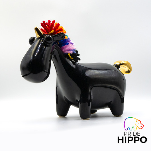 figurki i rzeźby Jednorożec tęczowy pride ceramiczny czarny