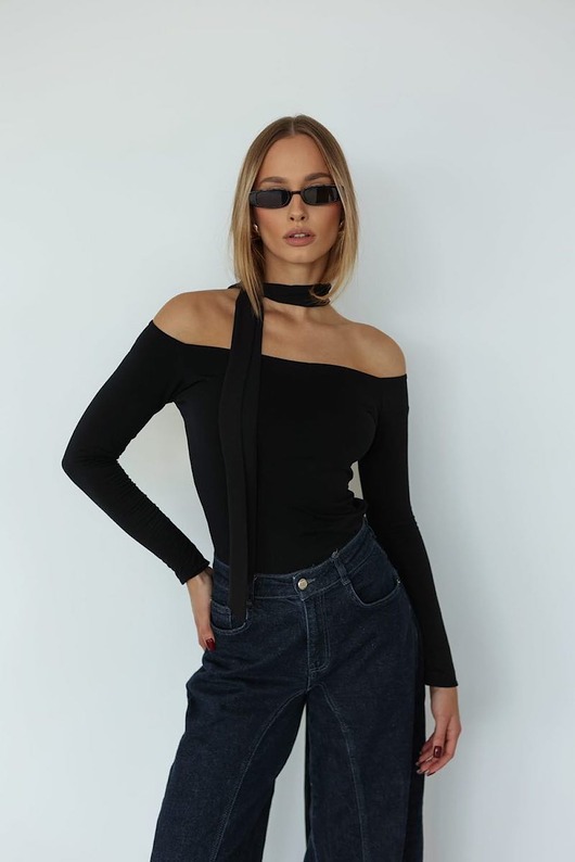 bluzki z długim rękawem damskie Szal typu choker 