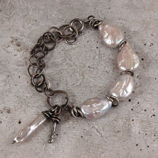 bransoletki srebrne Perły - bransoleta boho