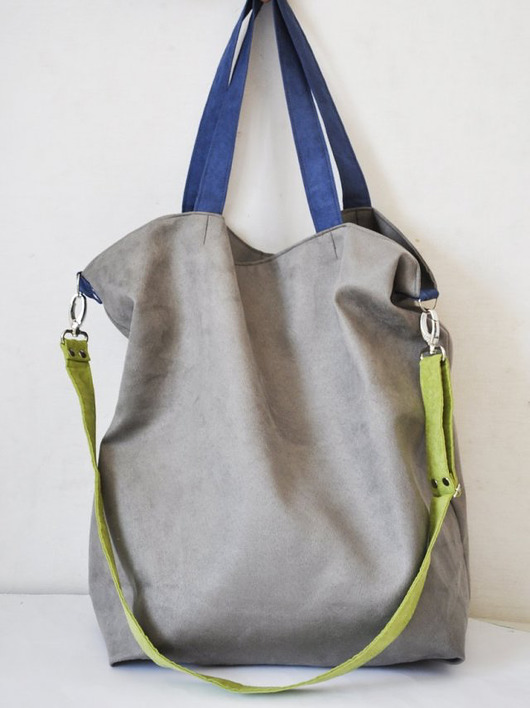 TORBA HOBO XXL - szary, limonka, niebieski PRACOWNIA 166