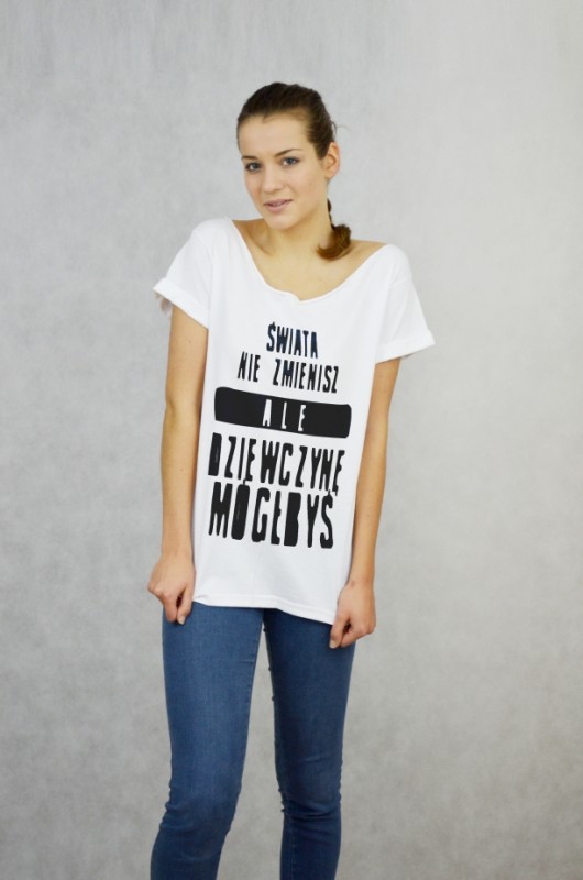 MÓGŁBYŚ - Koszulka Oversize BIAŁA T-shirt GAU great as You