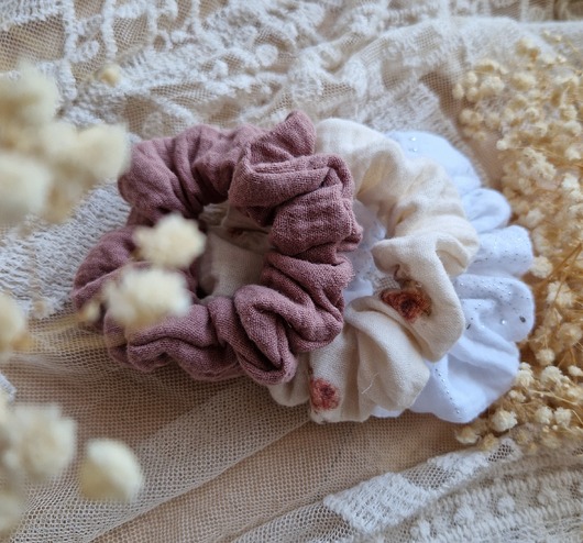 gumki do włosów Zestaw 3 scrunchie